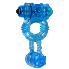 Ерекційне віброкільце Alive Double Ding Ring Blue з двома моторами — Keks-Hub