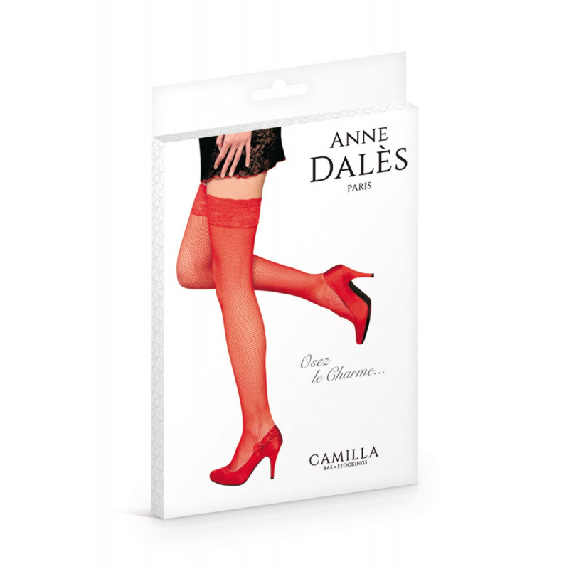 Червоні панчохи Anne De Ales CAMILLA T2, вид збоку, підкреслюють витонченість ніг