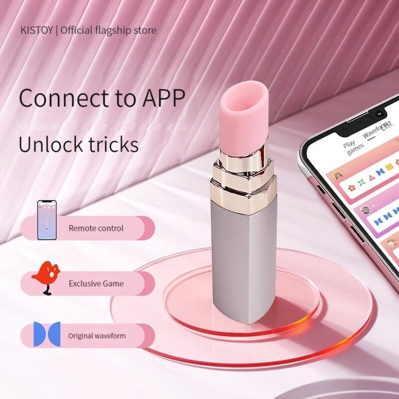 Вакуумний стимулятор-помада KISSTOY Bobo - текстура матеріалу, рожевий