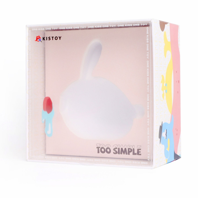 Упаковка вакуумного кліторального стимулятора KISSTOY Too Simple White, розкриває естетичний дизайн коробки