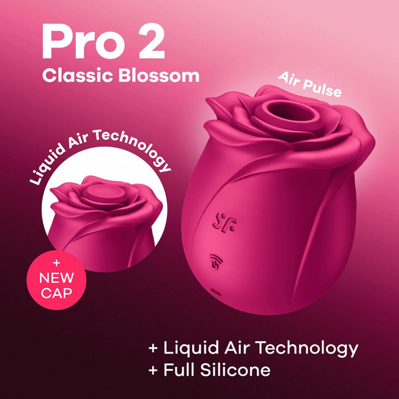 Вакуумний стимулятор Satisfyer Pro 2 Classic Blossom Liquid Air та його зарядний пристрій