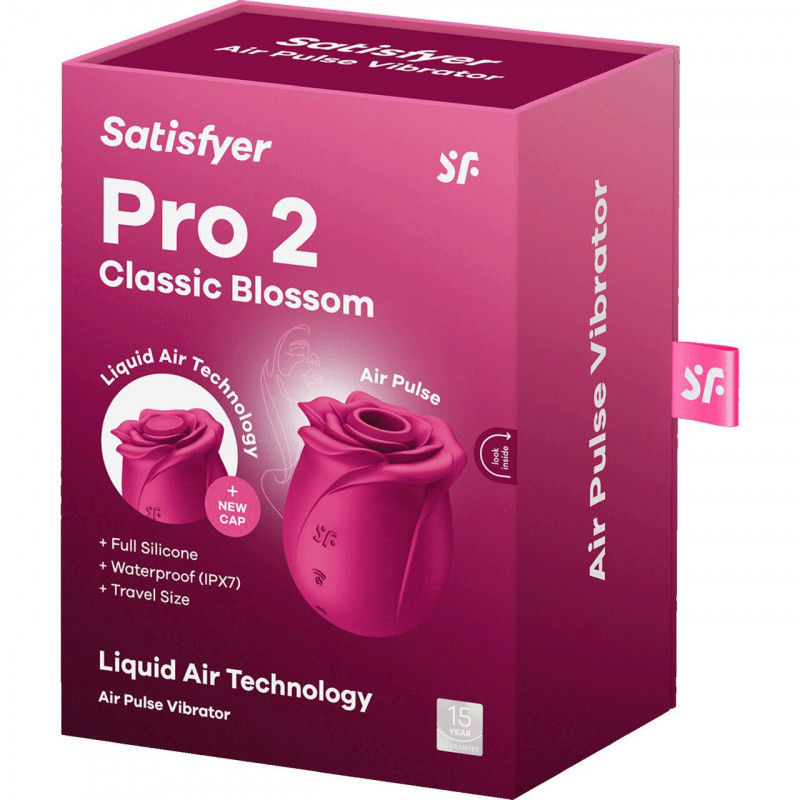 Satisfyer Pro 2 Classic Blossom Liquid Air: загальний вигляд з усіма аксесуарами