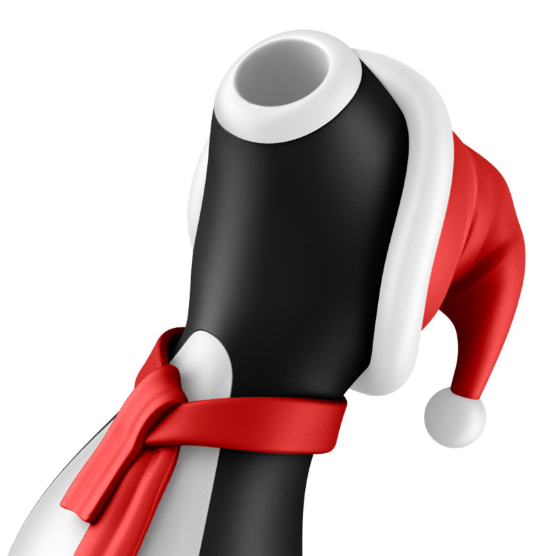 Satisfyer Penguin Holiday Edition знятий крупним планом, демонстрація елементів керування