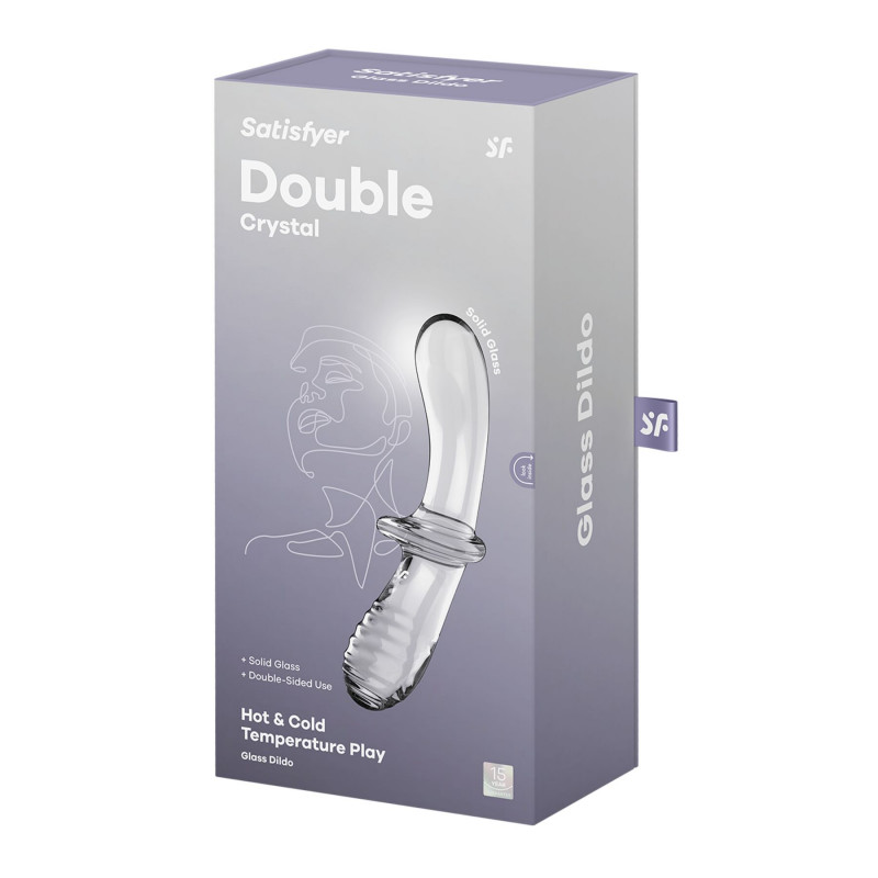 Прозорий скляний дилдо Satisfyer Double Crystal Transparent, використання в інтимних сценаріях