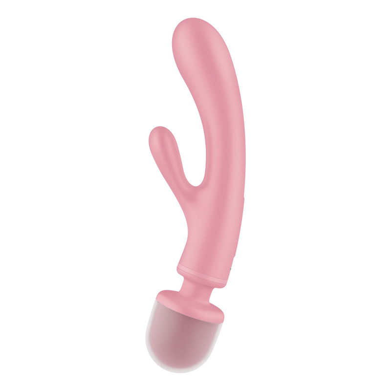 Satisfyer Triple Lover Pink: вид збоку, демонстрація гнучкої форми та функціональності