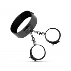 Наручники з нашийником Bedroom Fantasies Collar & Wrist Cuffs, чорні — Keks-Hub