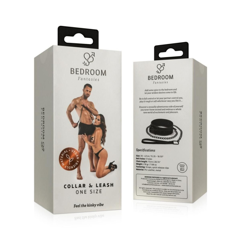 Нашийник Bedroom Fantasies Faux Leather з повідцем - загальний вигляд