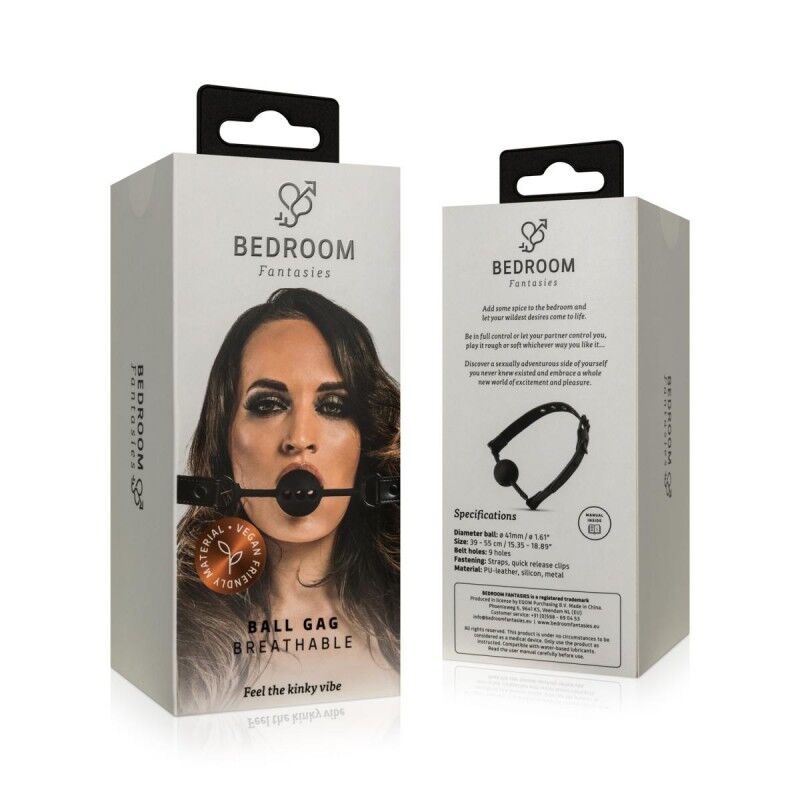 Кляп Bedroom Fantasies Breathable Silicone Ball Gag Чорний - у дії