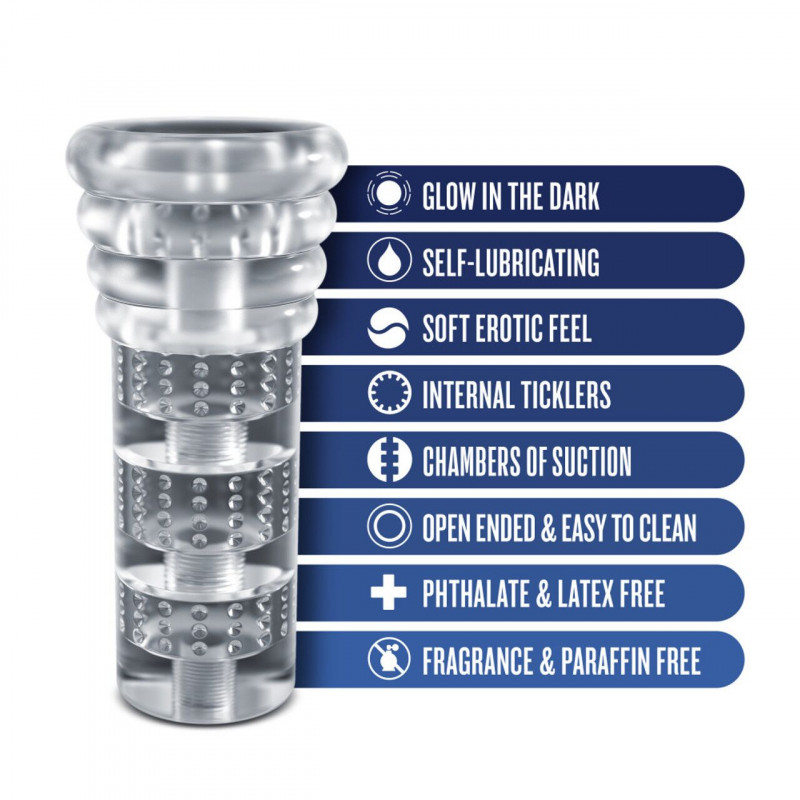 Мастурбатор Blush Rize – Luz Clear, вид збоку, демонстрація текстури