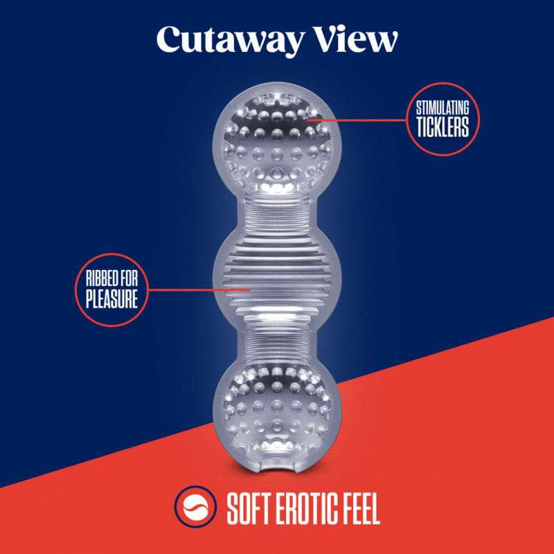 Мастурбатор Blush Rize Feelz Clear: ближній план текстури, відчуття, прозорий