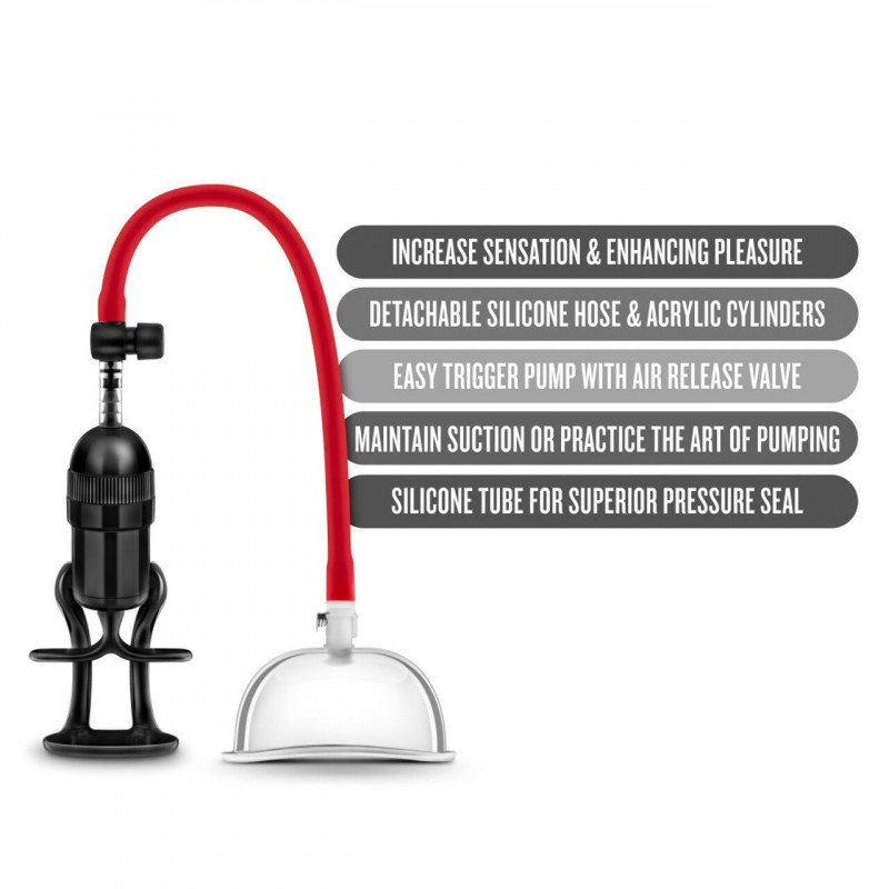 Вакуумна помпа для вульви Blush Temptasia Intense Pussy Pump System, демонстрація зручного важеля