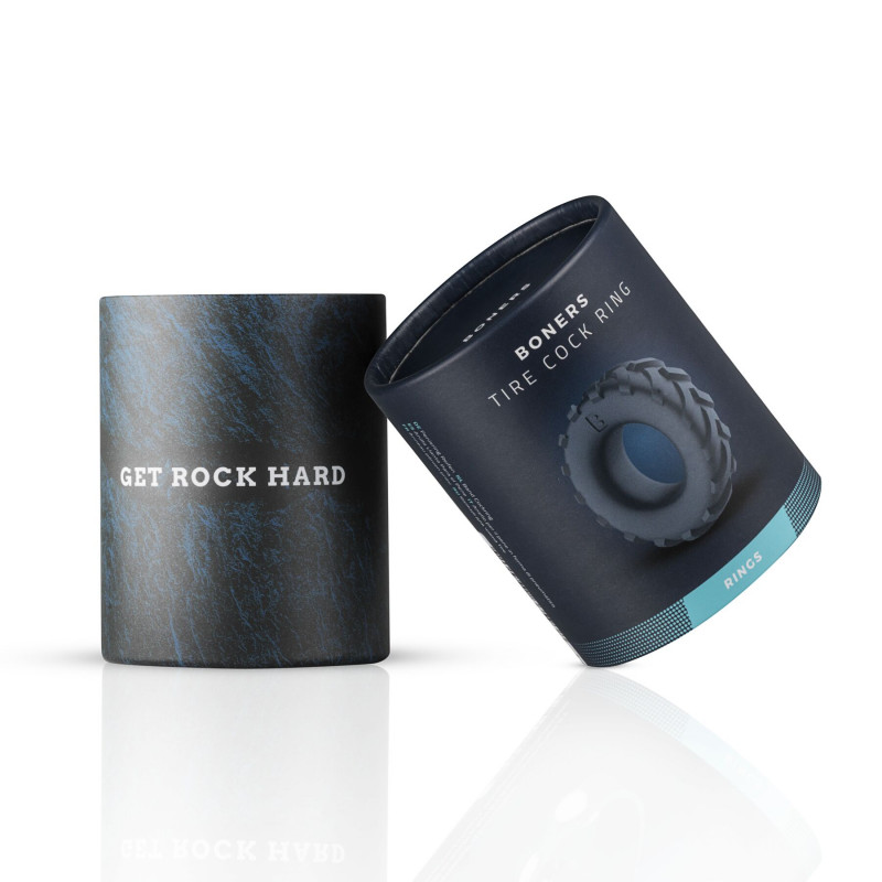 Ерекційне кільце-шина Boners Tire Cock Ring Grey, вид збоку, демонструє його гнучкість та дизайн
