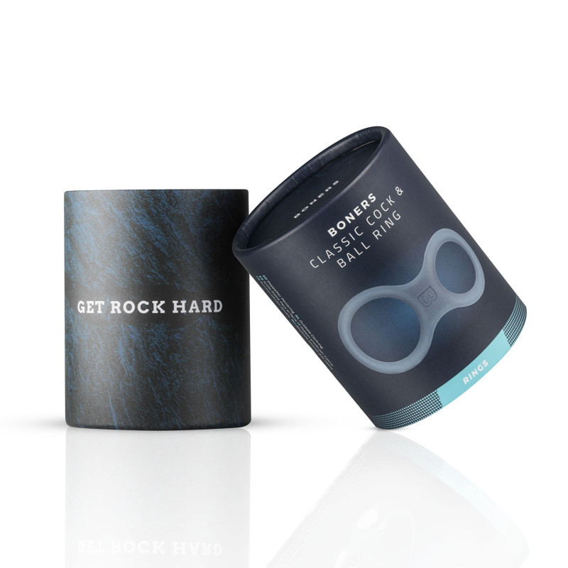 Упаковка подвійного ерекційного кільця Boners Classic Cock & Ball Ring - вид збоку