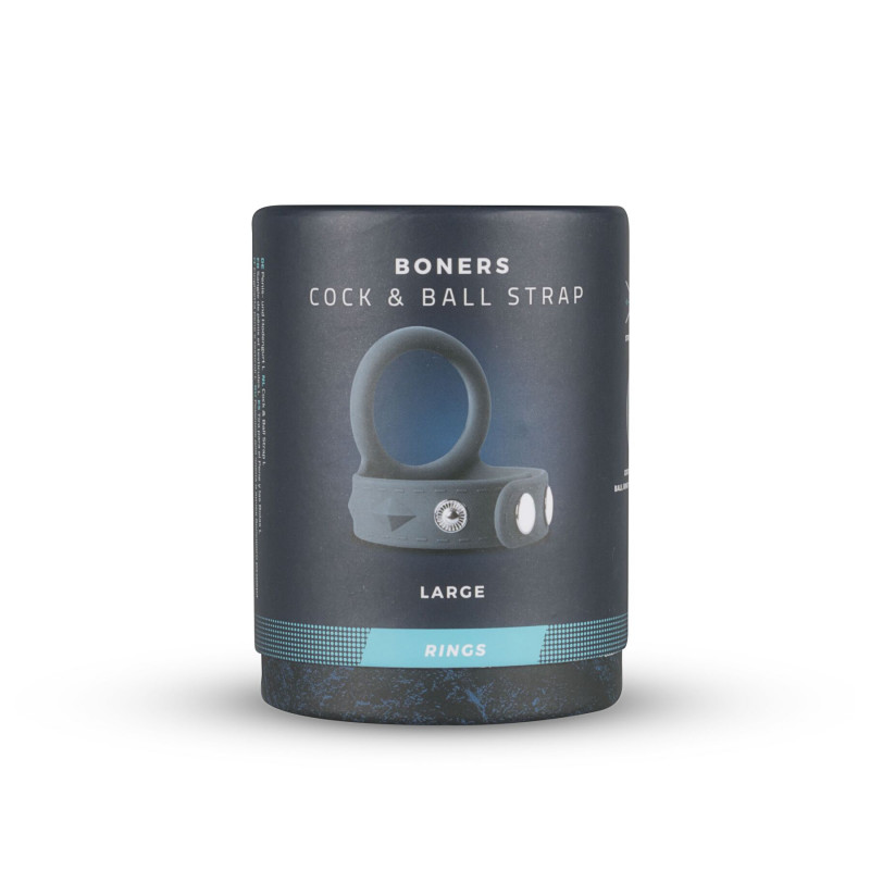 Подвійне ерекційне кільце Boners Cock & Ball Strap L: вигляд збоку, демонструє його гнучку текстуру та дизайн