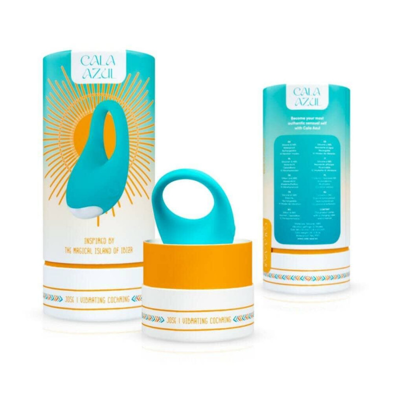 Эрекционное кольцо Cala Azul Jose Vibrating Cockring, показывающее его размер и форму