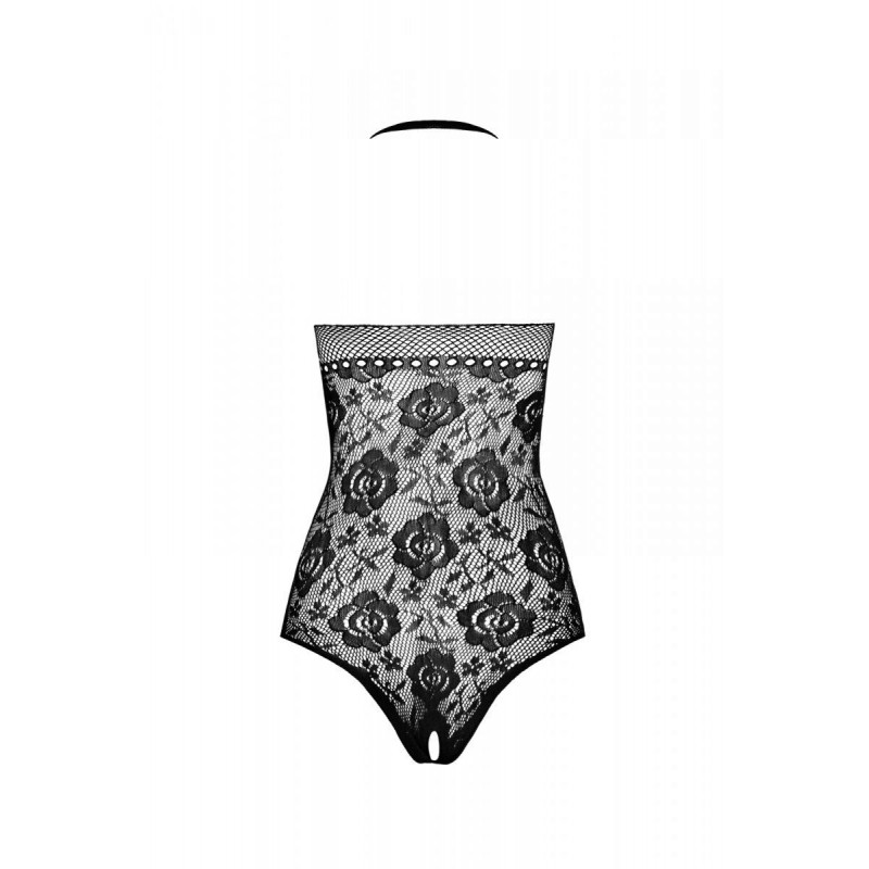 Імітація корсетної шнурівки на чорному бодістокінгу Passion BS094