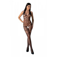 Бодістокінг Passion BS100 One Size black плетіння на животику, декоративний шов, доступ