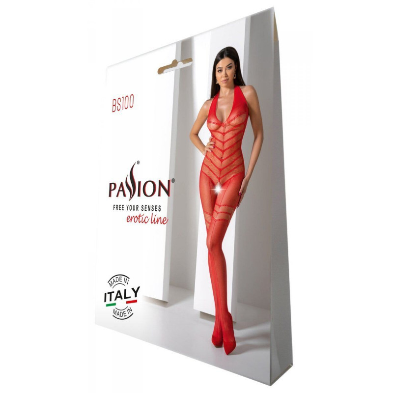 Задня частина червоного бодістокінгу Passion BS100 One Size, показує гладку текстуру