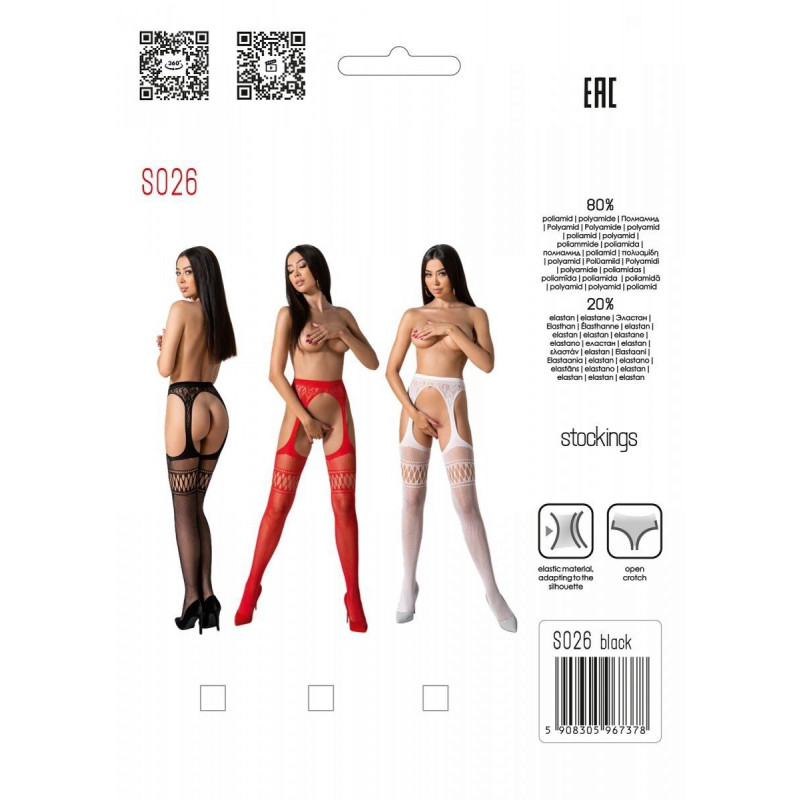 Білі колготки-бодістокінг Passion S026 One Size, деталь шнурівки на стегнах