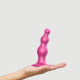 Насадка для страпона Strap-On-Me Dildo Plug Beads Framboise Metallic S: детальний вигляд спереду, текстура матеріалу