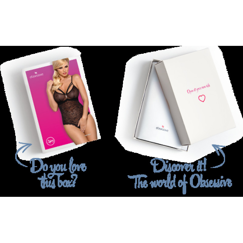 Комплексне фото мереживного боді Obsessive 818-TED-1 teddy чорне, повний образ