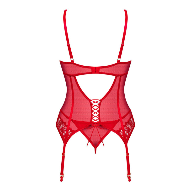 Текстура червоного мережива комплекту Obsessive Ingridia M/L