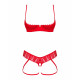 Червоний комплект Obsessive Ingridia 2-pcs crotchless set XL/2XL, акцент на доступ