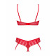 Червоний комплект Obsessive Ingridia 2-pcs crotchless set XL/2XL, текстура тканини