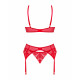 Упаковка комплекту спідньої білизни Obsessive Ingridia 3-pcs set XS/S, червоний