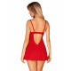 Пеньюар Obsessive Ingridia chemise & thong XL/2XL червоний: вигляд збоку, що підкреслює витончений силует