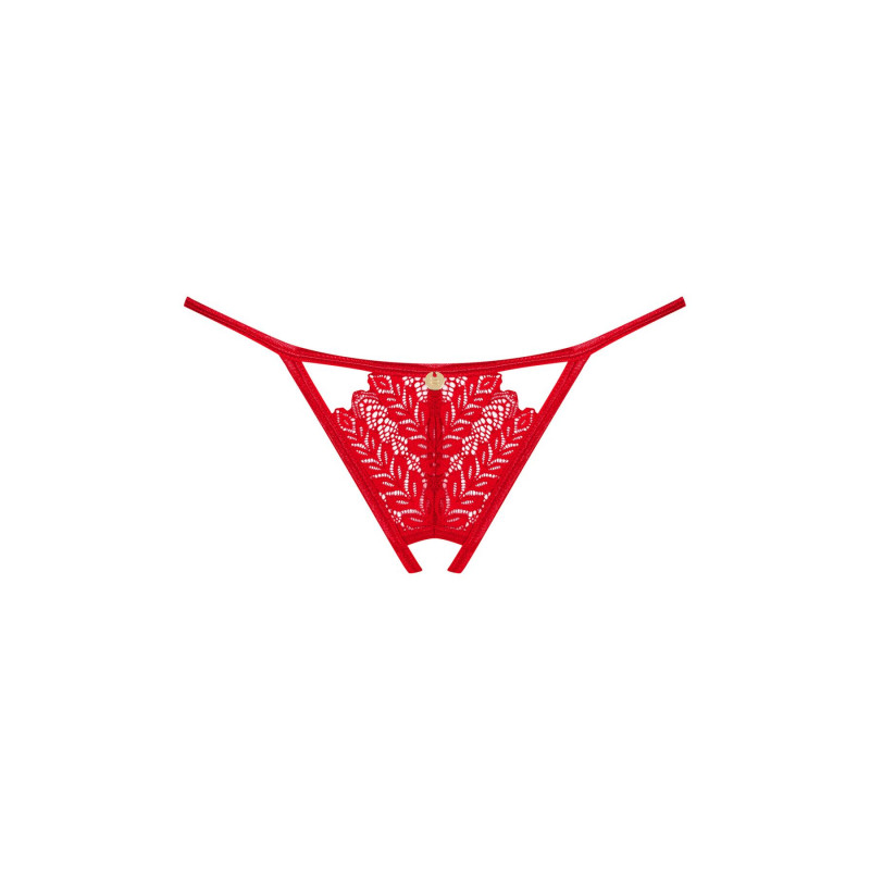 Текстура тканини червоних трусиків Obsessive Ingridia crotchless thong