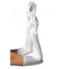 Рукавички атласні довгі Leg Avenue Extra Long Satin Gloves, One Size, білі