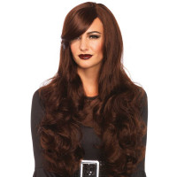 Парик длинный волнистый с косой челкой Leg Avenue Long Wavy Wig 68 см, коричневый