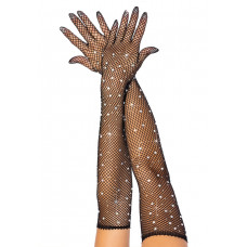 Довгі сітчасті рукавички Leg Avenue Rhinestone opera length gloves, каміння, One Size