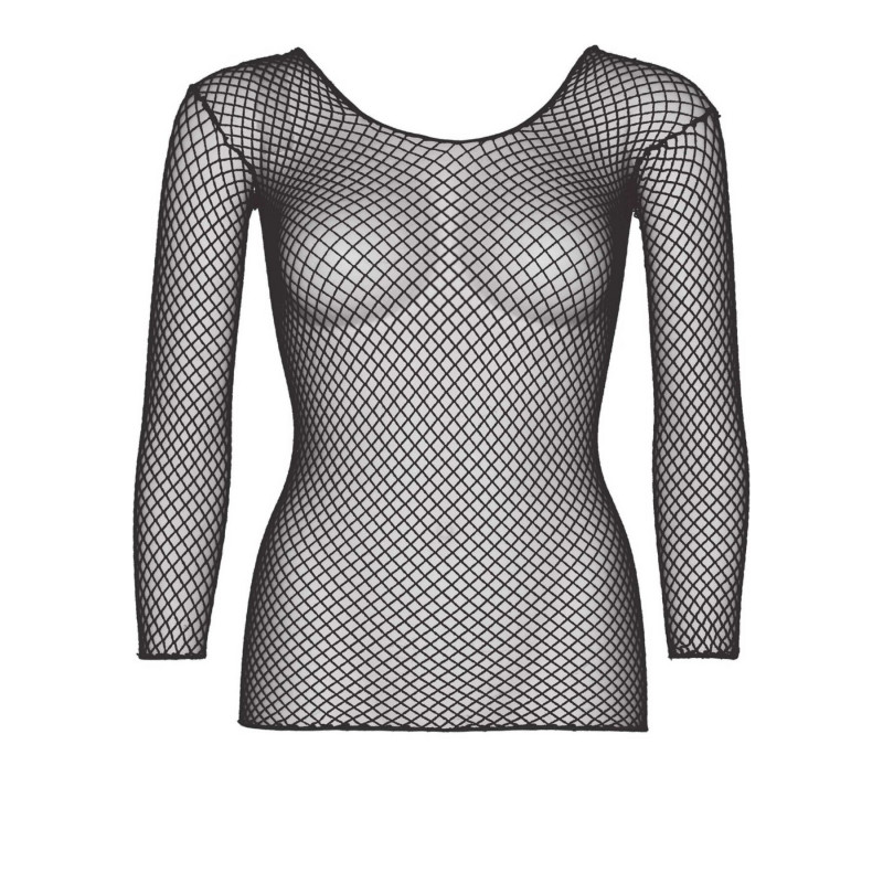 Детальний вигляд сітчастої текстури топу Leg Avenue Long Sleeves T-Shirt Black