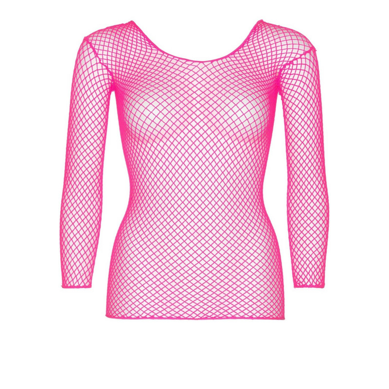 Текстура сітчастого матеріалу топа Leg Avenue Long Sleeves T-Shirts Neon Pink, крупний план