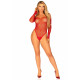Сітчасте боді Leg Avenue Crystalized fishnet bodysuit Red - вид збоку, що підкреслює фігуру