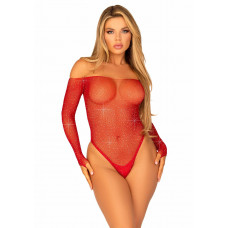Сітчасте боді Leg Avenue Crystalized fishnet bodysuit Red One Size