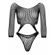 Еротичне боді Leg Avenue Top bodysuit with thong back Чорне - вигляд ззаду, трусики-стрінги, фактура тканини