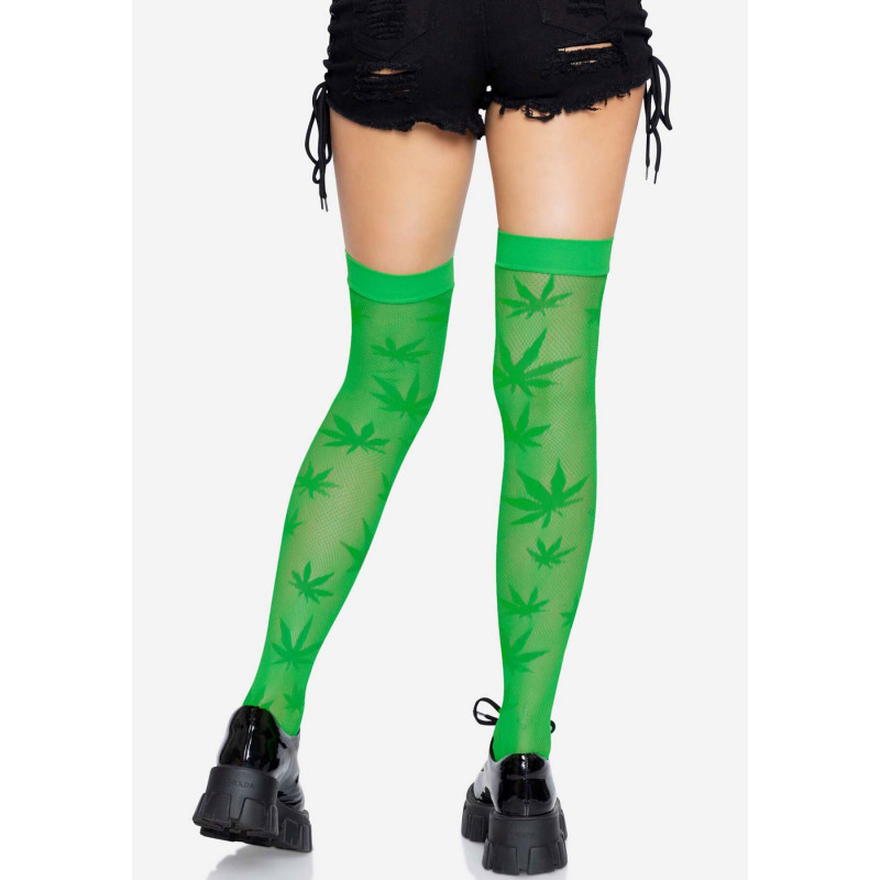 Зелені сітчасті панчохи Leg Avenue 420 Net thigh highs, вид збоку
