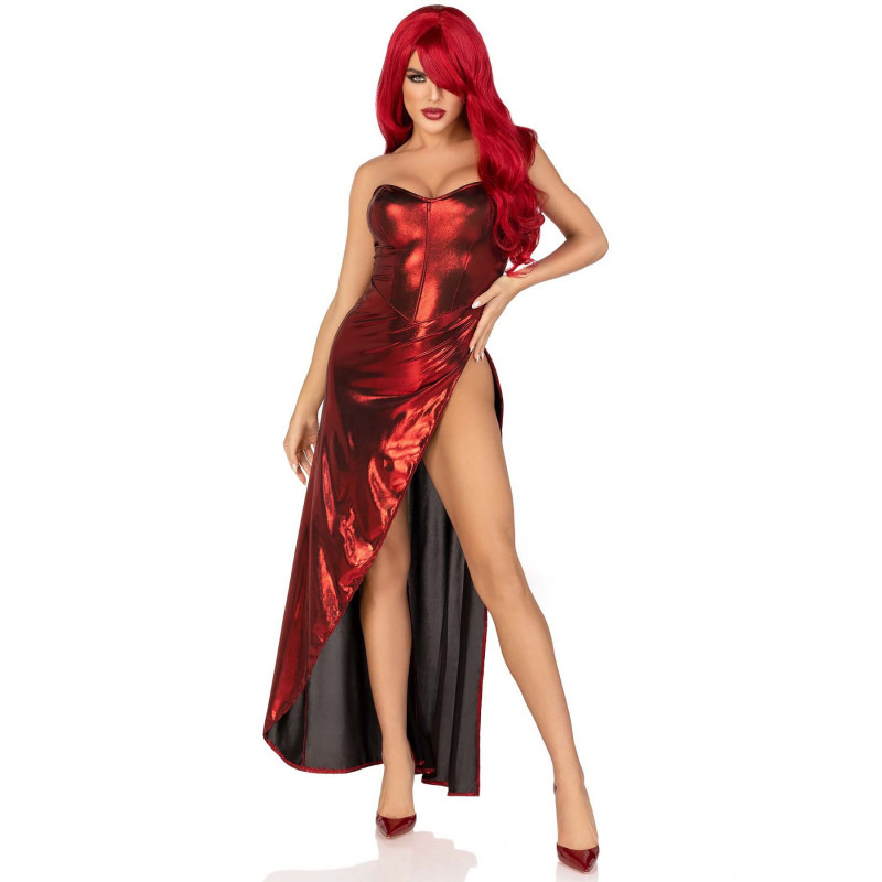 Еротична сукня Leg Avenue Shimmer bodysuit with skirt M - крупний план деталей: виріз, бретельки, оздоблення спідниці