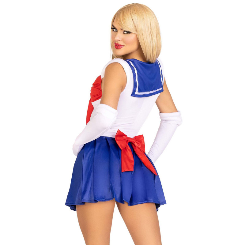 Детальний вигляд еротичного костюма Сейлор Мун Leg Avenue Sexy Sailor XS: вишивка на сукні та бант