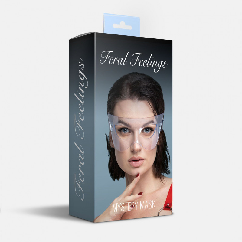Детальний вигляд маски Feral Feelings Mystery Mask Transparent збоку, що демонструє матеріали та форму