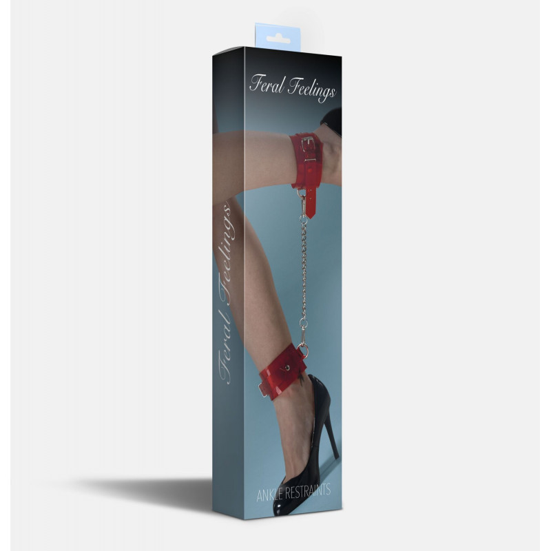 Вигляд збоку червоних прозорих фіксаторів для щиколоток Feral Feelings, що демонструють їхню гнучкість