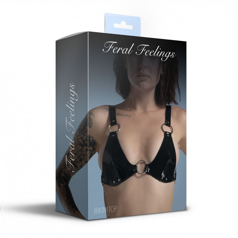 Ліф класичний Feral Feelings Bikini Top Black - вигляд збоку з акцентом на текстуру тканини