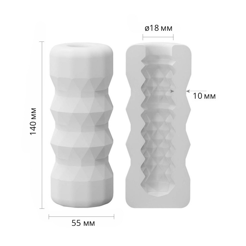 Мастурбатор Otouch DECOR 1-B вид збоку, демонструє вигнуту форму та текстурований внутрішній канал