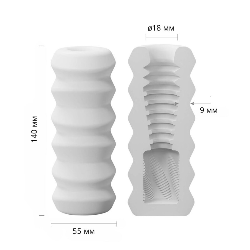 Мастурбатор Otouch DECOR 1-D: детальний вигляд збоку, демонстрація форми