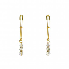 Тонкі затискачі для сосків Feral Feelings з підвіскою, золото/прозорий — Keks-Hub