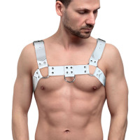 Мужская портупея на грудь Feral Feelings Bulldog Harness White