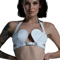 Бюстгальтер Feral Feelings Hearts Bra White из натуральной кожи